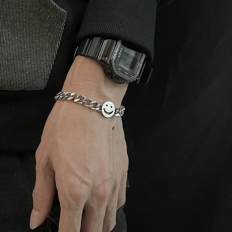Smiley Face Titanium Steel Couple Bracelet Minimalist Jewelry