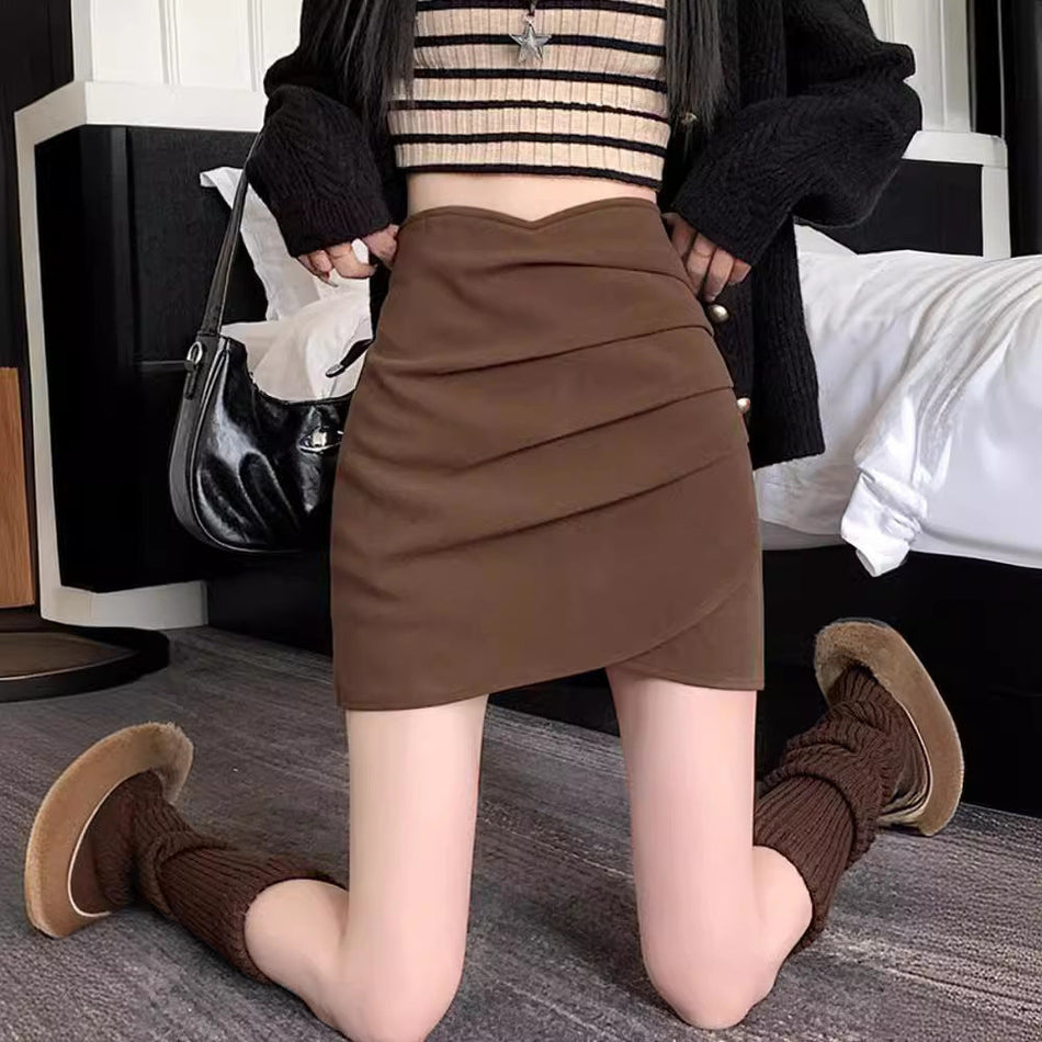 Women's High Waist Pleated A-Line Mini Hip Skirt Design