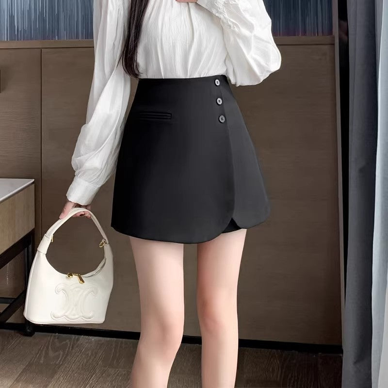 Women's High Waist Irregular A-Line Mini Skirt with Zipper