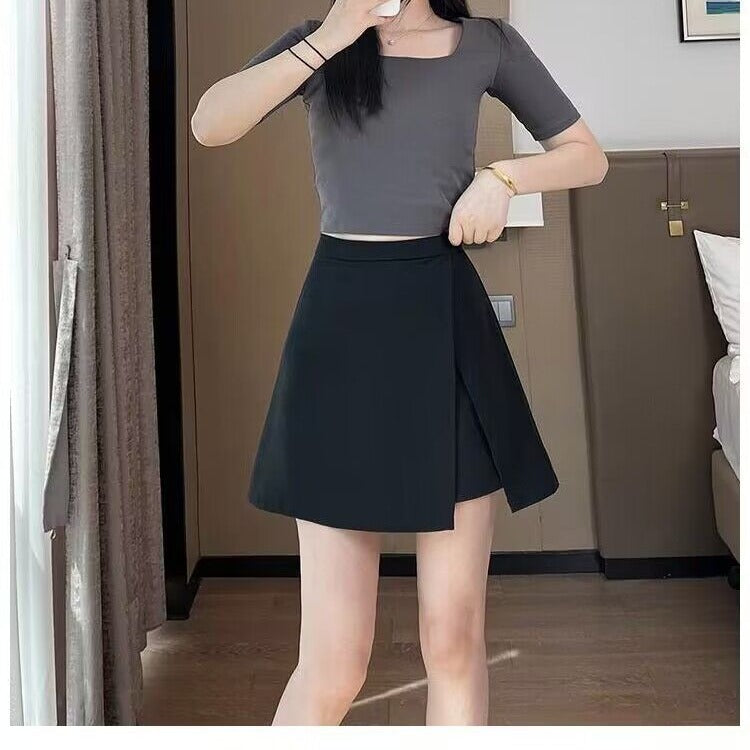 Women's High Waist A-Line 3D Effect Mini Skirt with Zipper