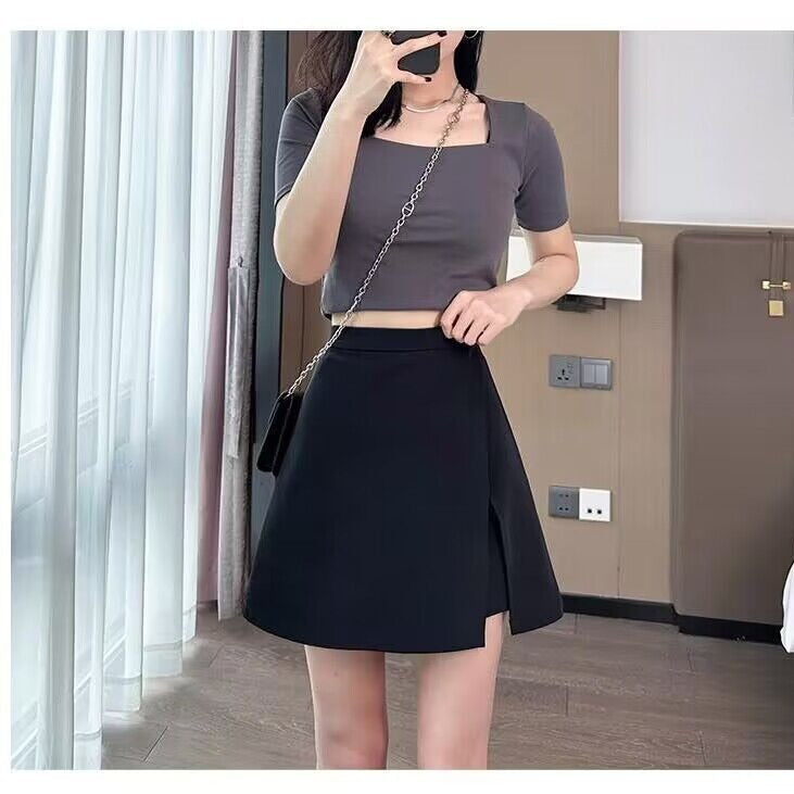 Women's High Waist A-Line 3D Effect Mini Skirt with Zipper