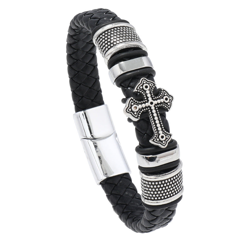 Men's Multi-Layer Leather Bracelet Retro Magnetic Buckle Design