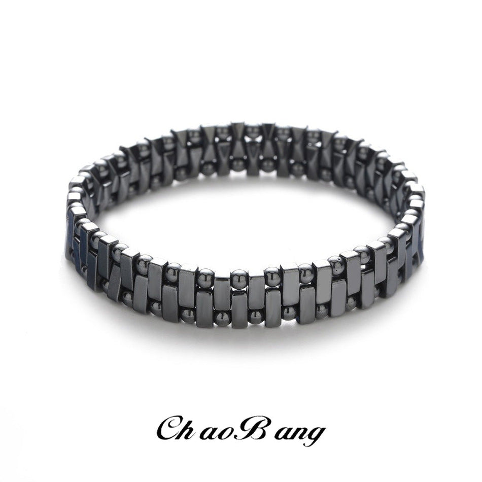 Unisex Black Beaded Bracelet Hip-Hop Personalized Jewelry