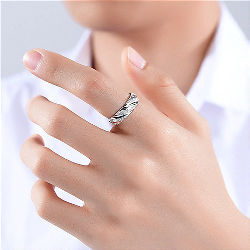 Men's Mbius Open Ring Twill Flash Sand Hip-Hop Design