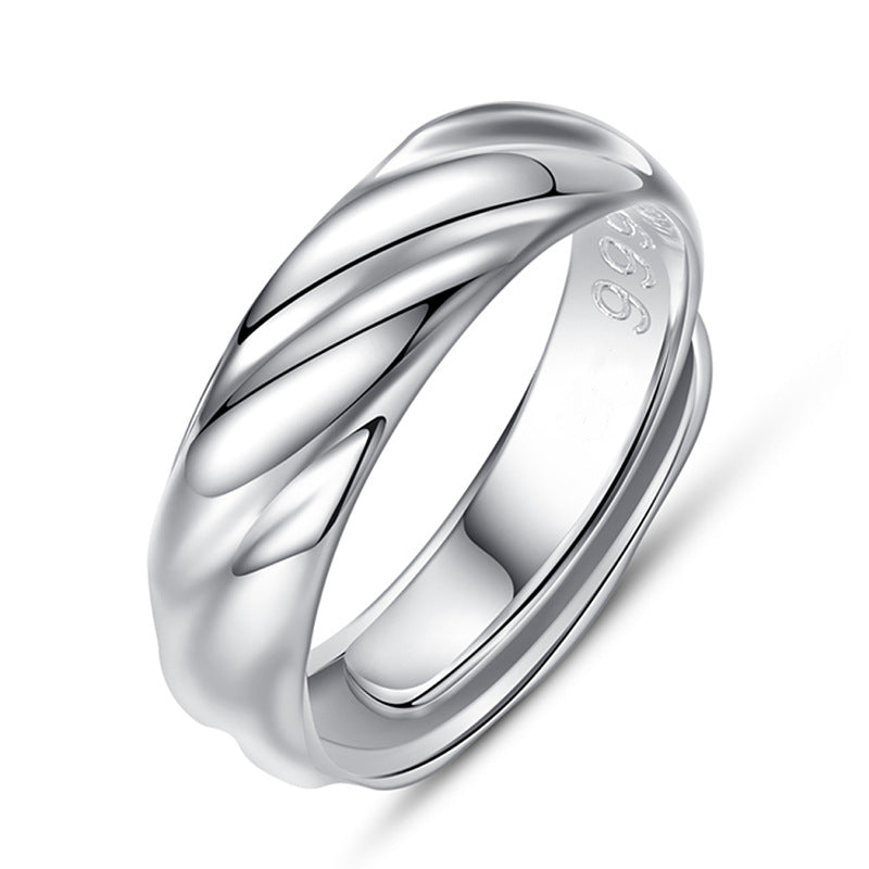 Men's Silver-Plated Twill Open Ring Hip-Hop Fashion Jewelry