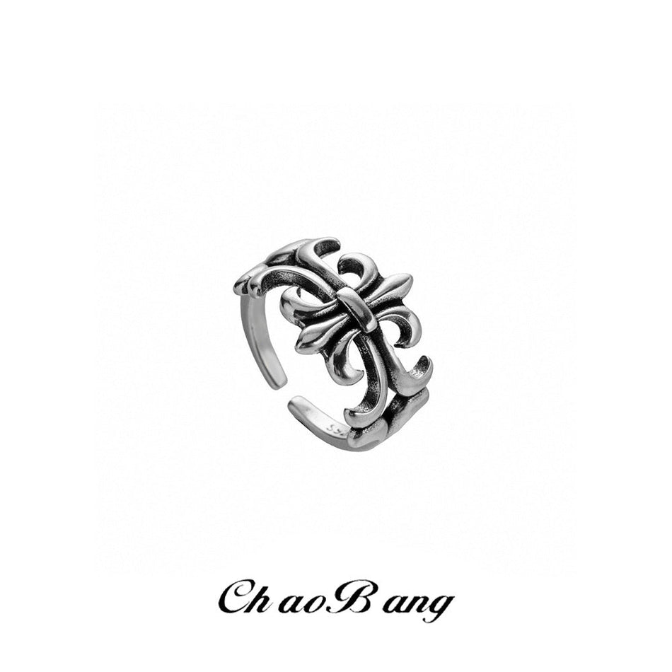 Vintage Cross Adjustable Open Ring Unisex Hip-Hop Jewelry
