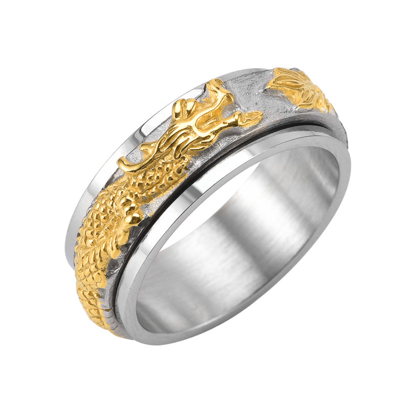 Men's Rotating Stainless Steel Dragon Ring Creative Design