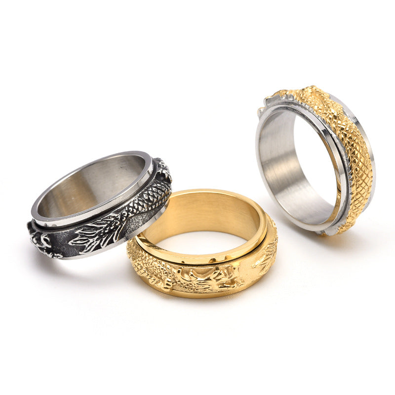 Men's Rotating Stainless Steel Dragon Ring Creative Design