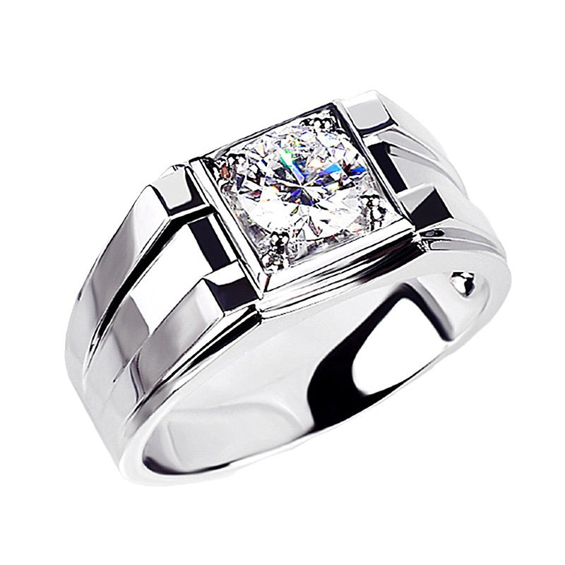 Men's Classic Statement Ring with Brilliant Stone Accent