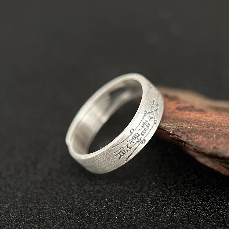Unisex Pure Silver Peace Charm Open Finger Ring Design