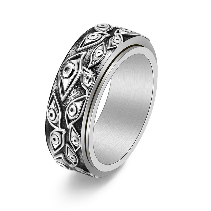 Men's Titanium Steel Rotatable Eye Ring Retro Jewelry Design
