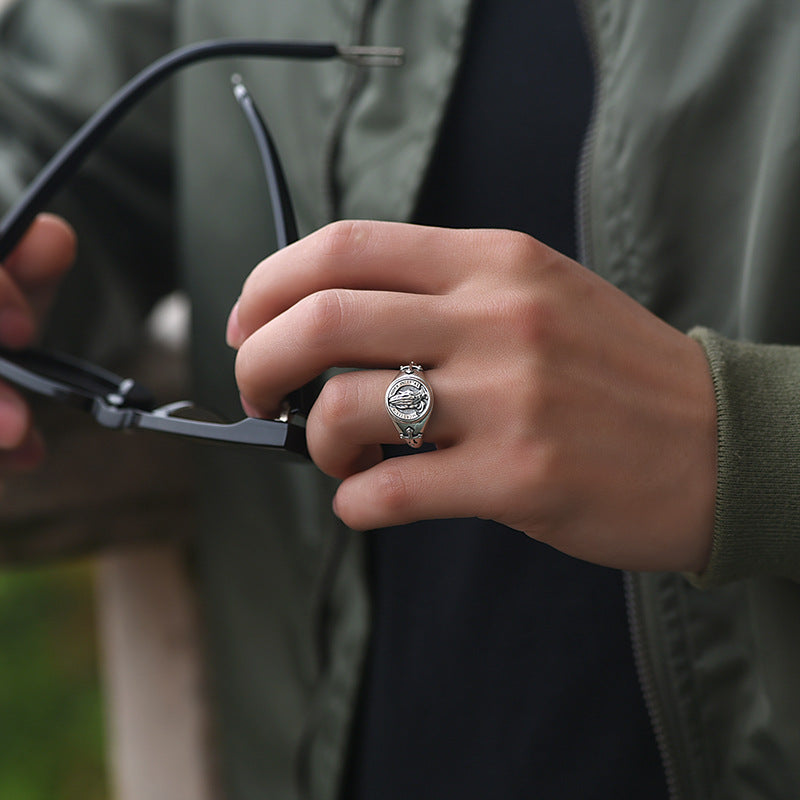 Men's Adjustable Thai Silver Style Open Ring Retro Design