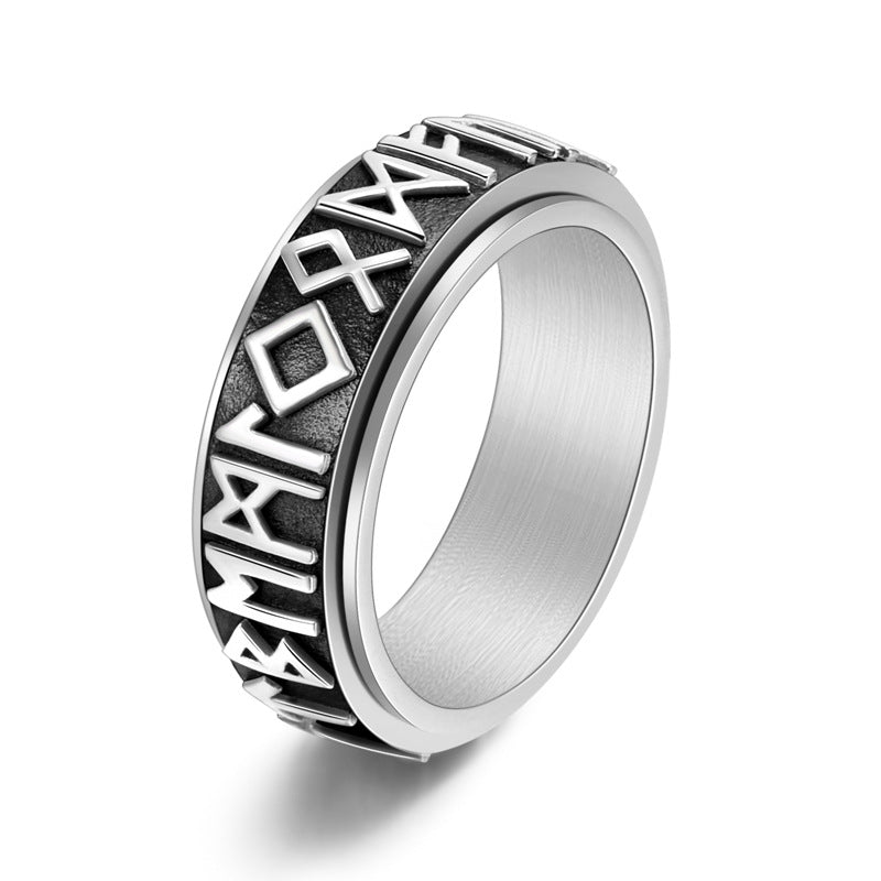Men's Nordic Viking Stainless Steel Rotatable Ring Black Style