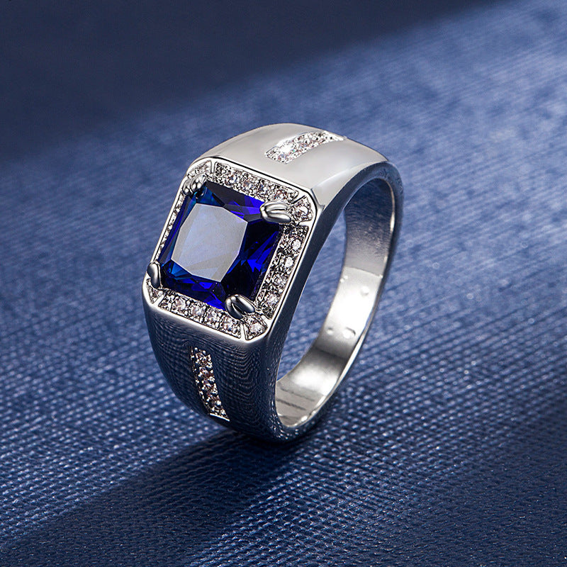 Men's Diamond Sapphire Style Emerald Fashion Ring Design