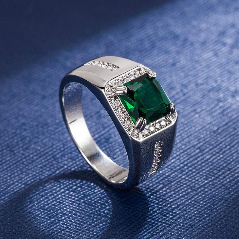 Men's Diamond Sapphire Style Emerald Fashion Ring Design