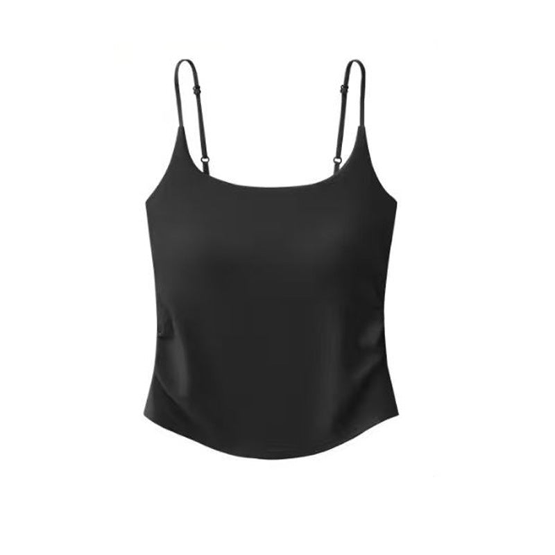 Women's Ruched Backless Camisole with Built-In Cups Tank Top