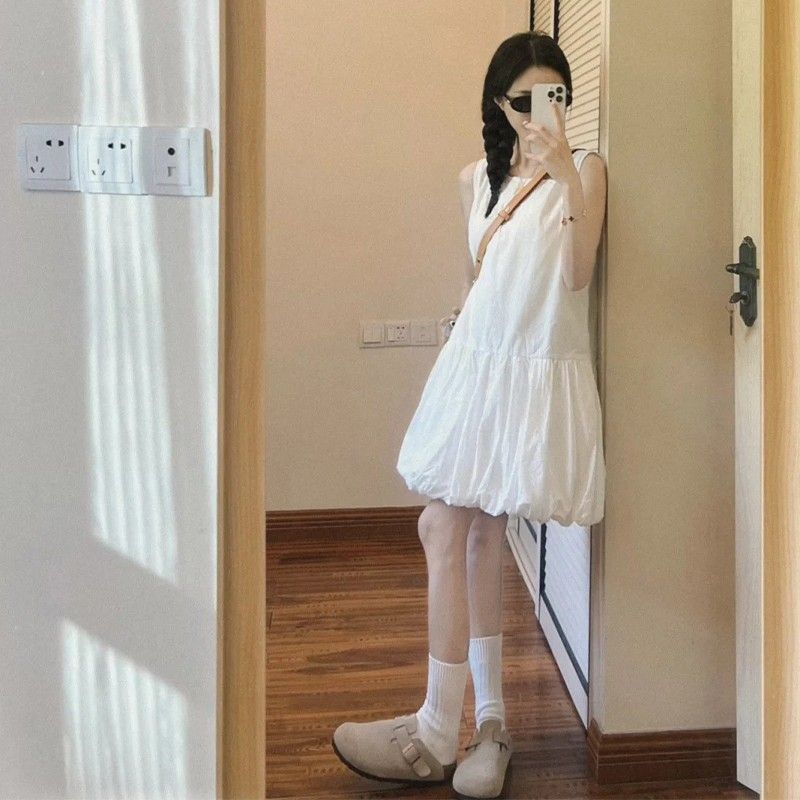 Women's Sleeveless Bubble Hem Mini Dress