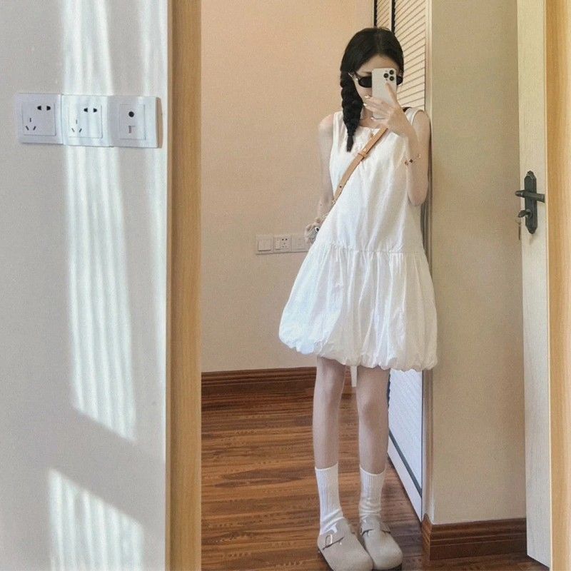 Women's Sleeveless Bubble Hem Mini Dress