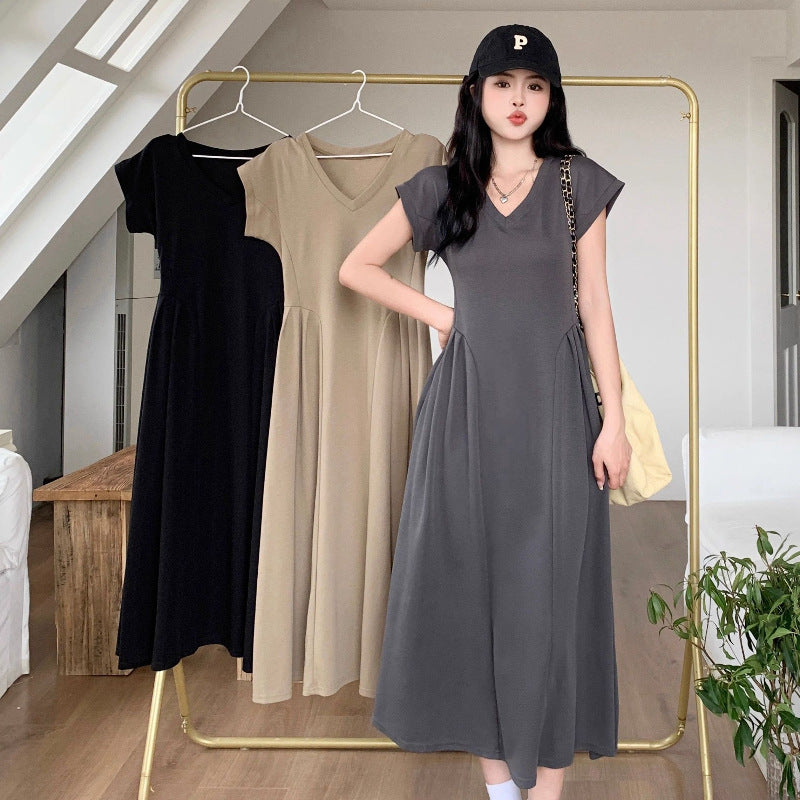 Women's V-Neck A-Line Midi Dress