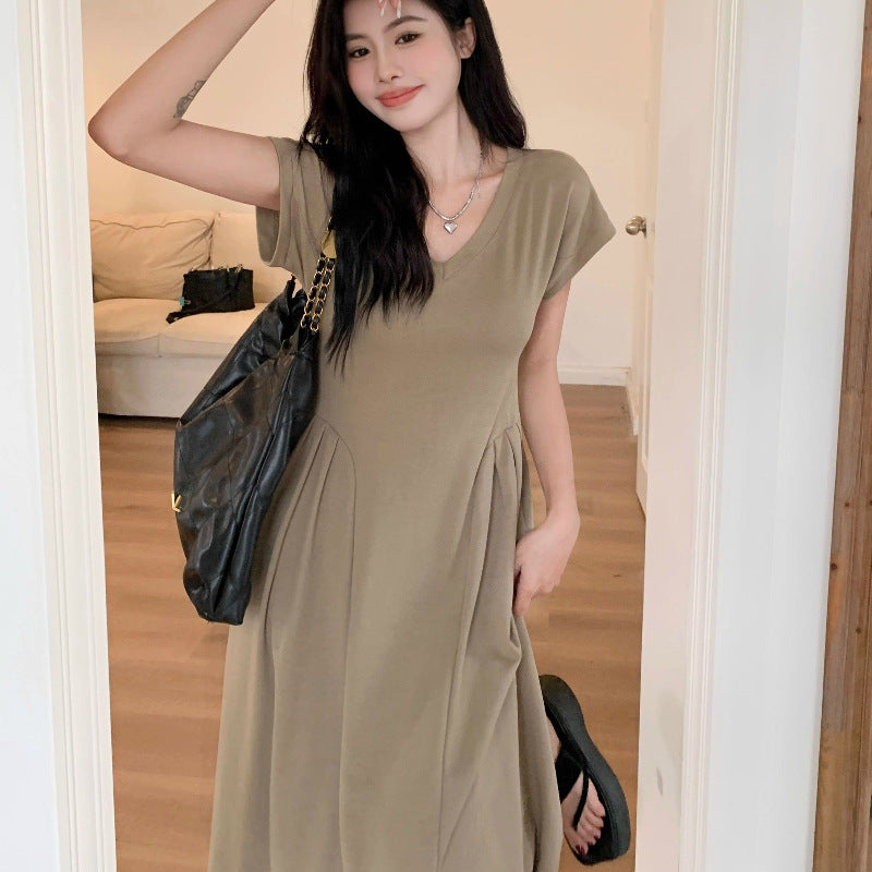 Women's V-Neck A-Line Midi Dress