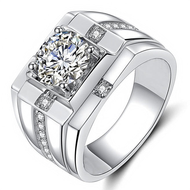 Men's Fashion Diamond Engagement Ring Business Style Design