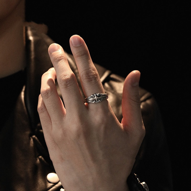 Men's Retro Star Thai Silver Style Punk Tail Ring