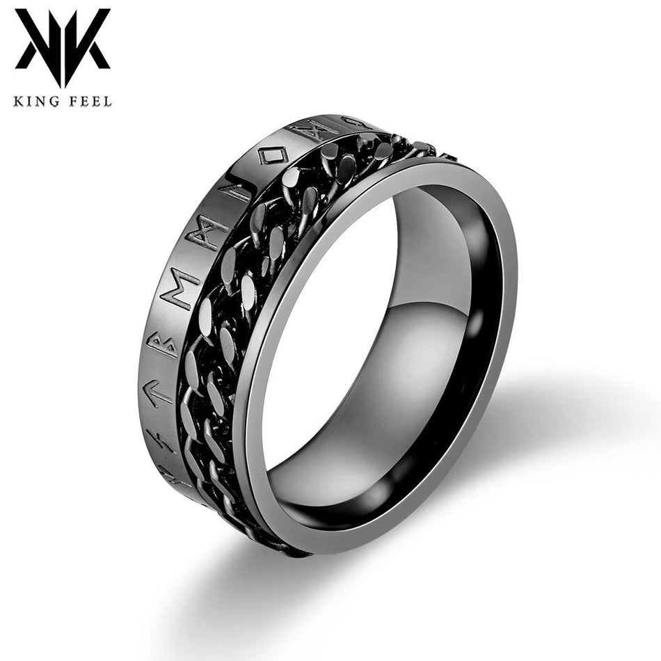 Men's Titanium Steel Viking Chain Rotatable Ring Design