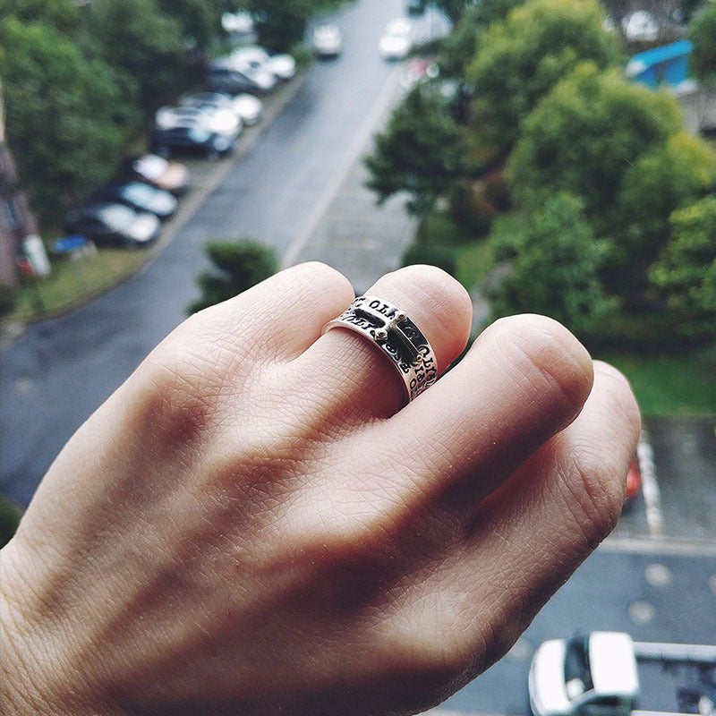 Men's 925 Silver Adjustable Cross Open Ring Retro Style