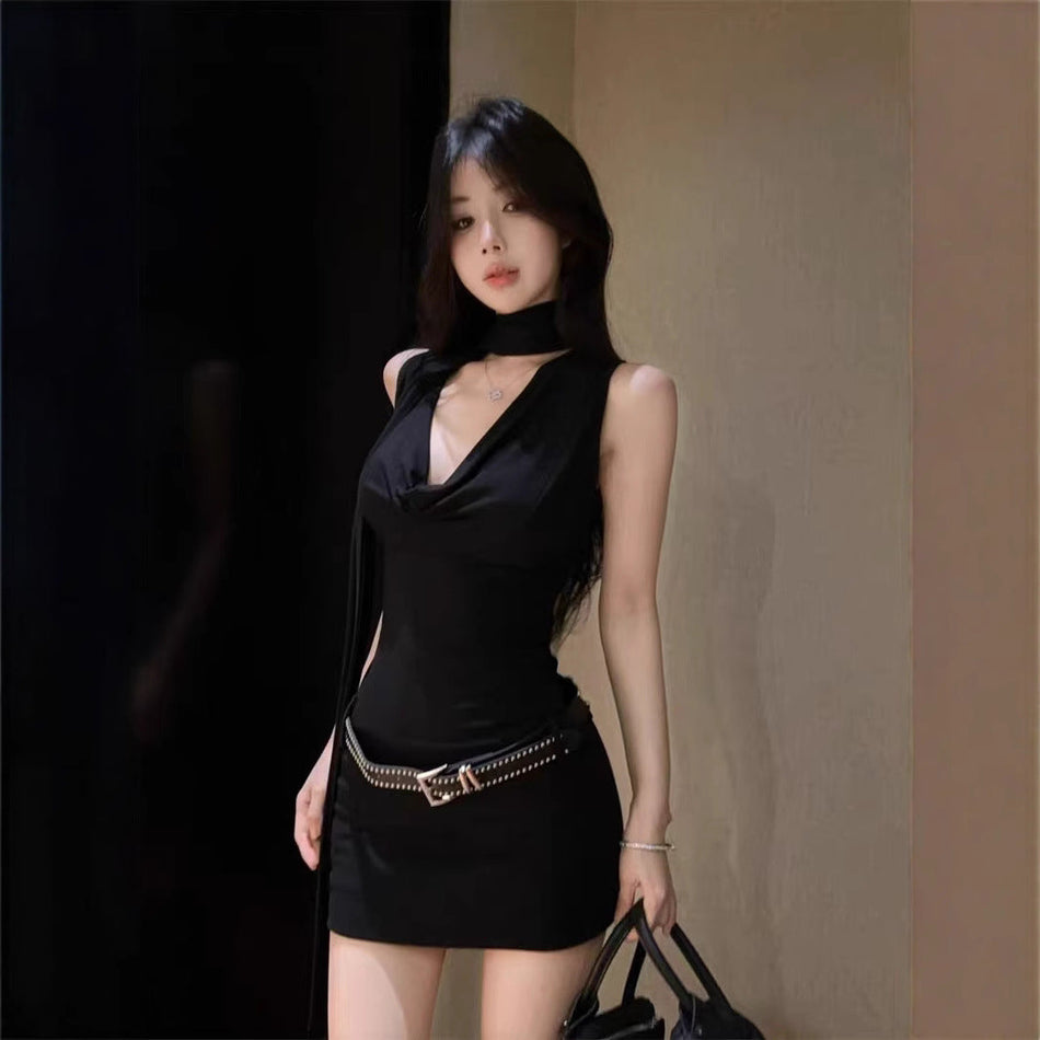 Women's Long Sleeve Bodycon Mini Dress with Belt