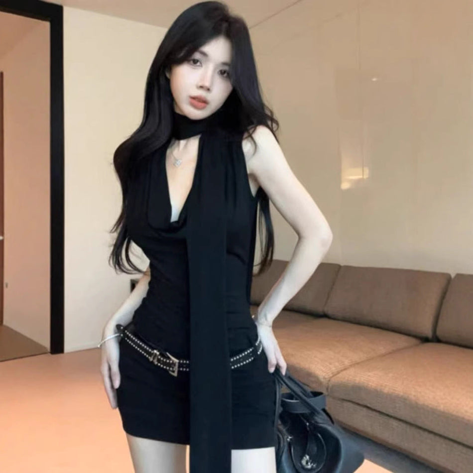 Women's Long Sleeve Bodycon Mini Dress with Belt