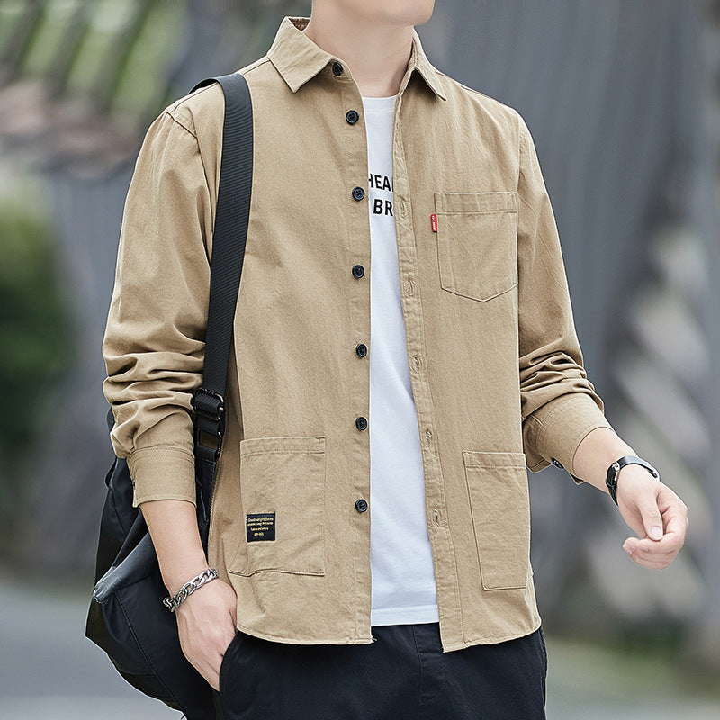 Men's Wrinkle-Free Long Sleeve Shirt Jacket Casual Workwear