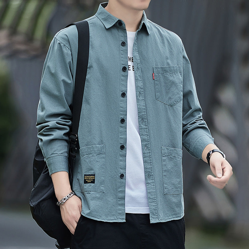 Men's Wrinkle-Free Long Sleeve Shirt Jacket Casual Workwear
