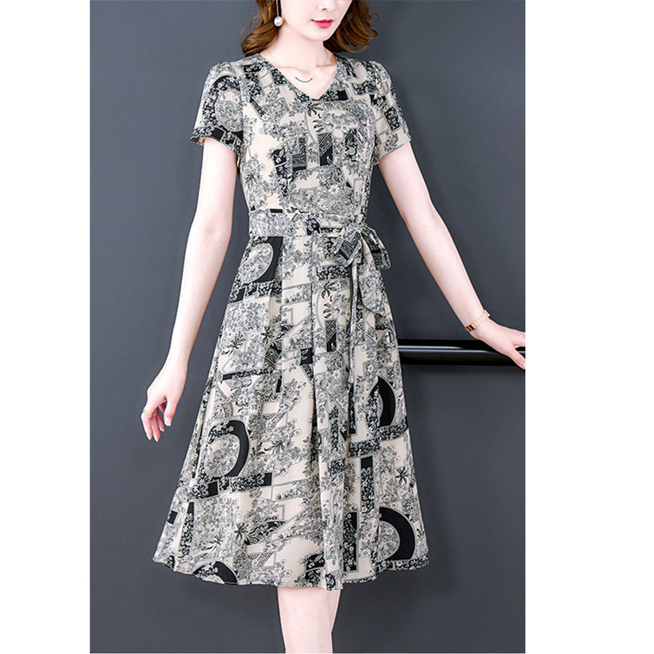 Women's Ice Silk A-Line Midi Dress