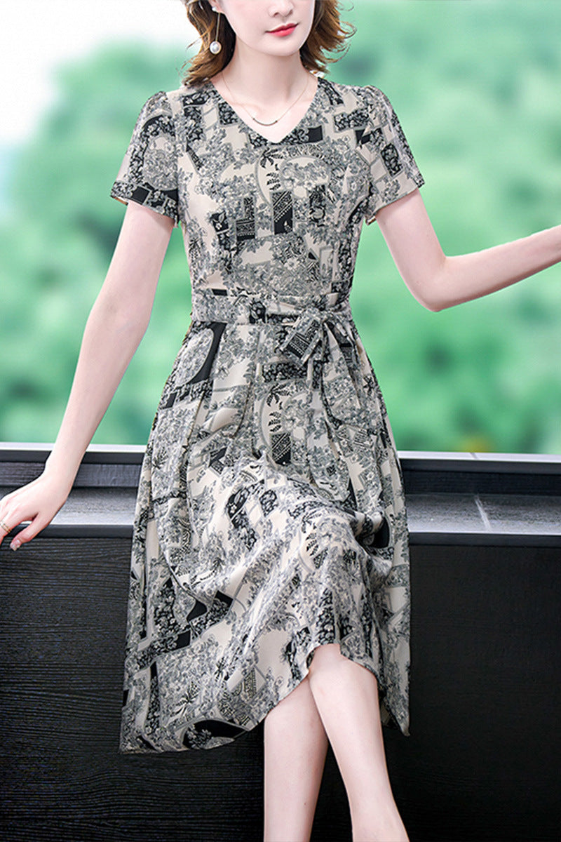 Women's Ice Silk A-Line Midi Dress