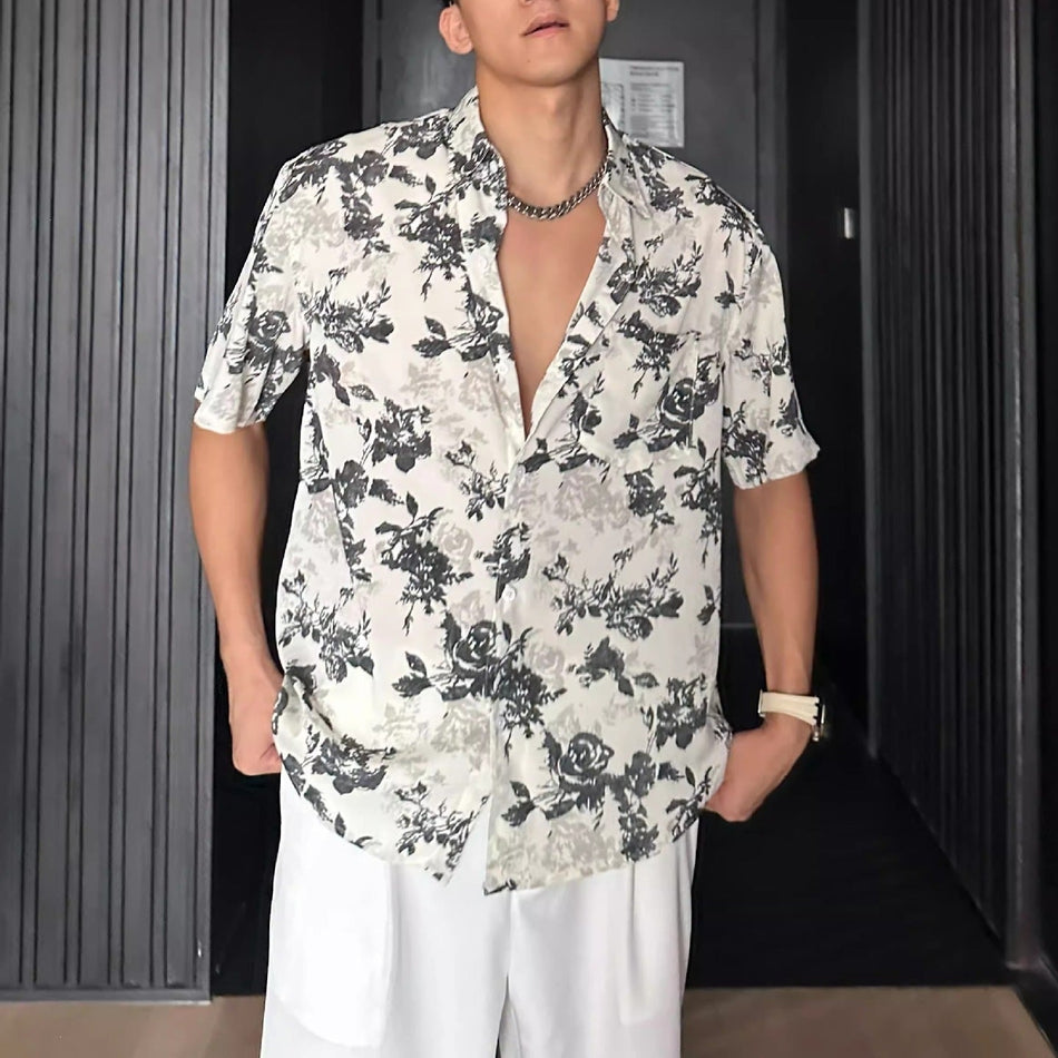 Men's Lightweight Hawaiian Floral Short Sleeve Vacation Shirt