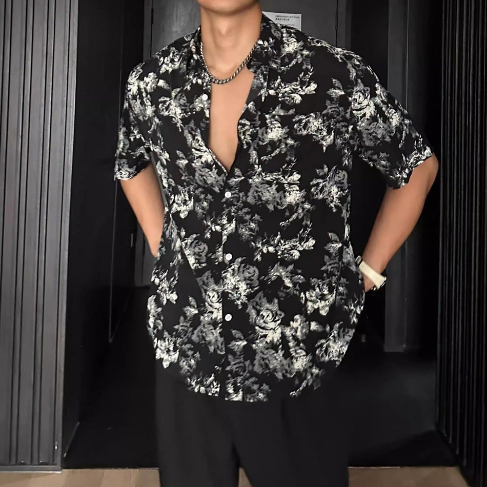 Men's Lightweight Hawaiian Floral Short Sleeve Vacation Shirt
