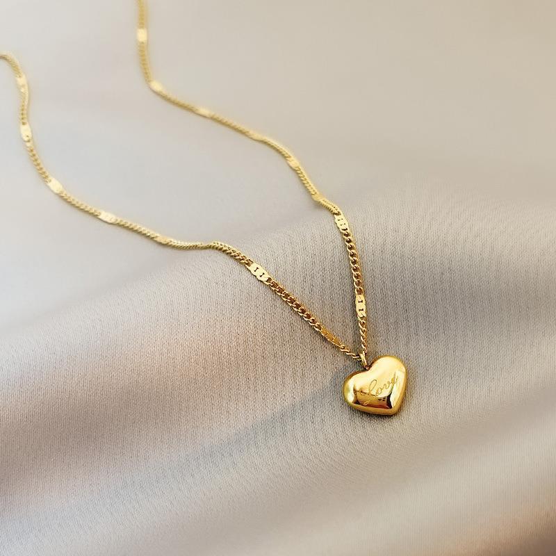Love Heart Titanium Steel Necklace for Women Clavicle Chain