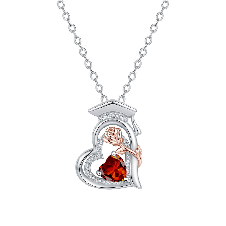 925 Silver Plated Birthstone Pendant Necklace for Women