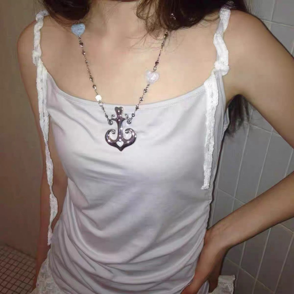 Retro Anchor Pendant Necklace for Women Gothic Clavicle Chain