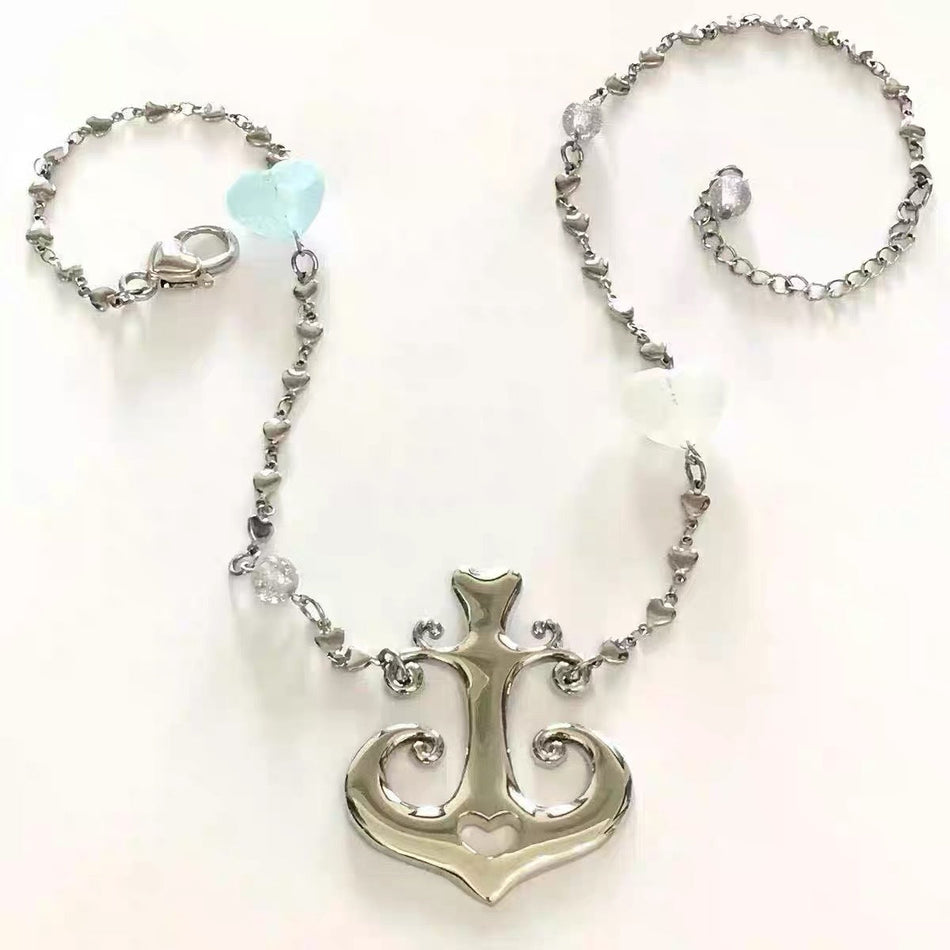 Retro Anchor Pendant Necklace for Women Gothic Clavicle Chain