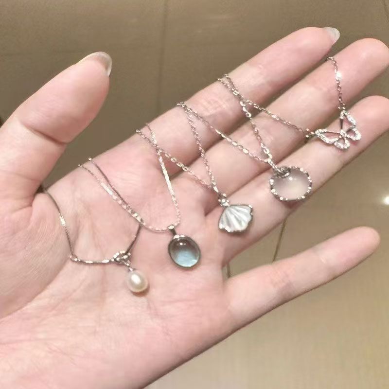 Aquamarine Moonstone Five-Piece Necklace Set for Women