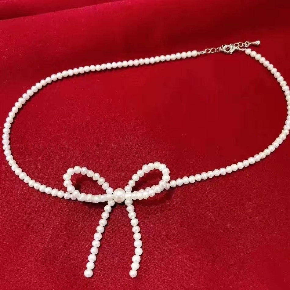 Handwoven Faux Pearl Bubble Bead Necklace for Women