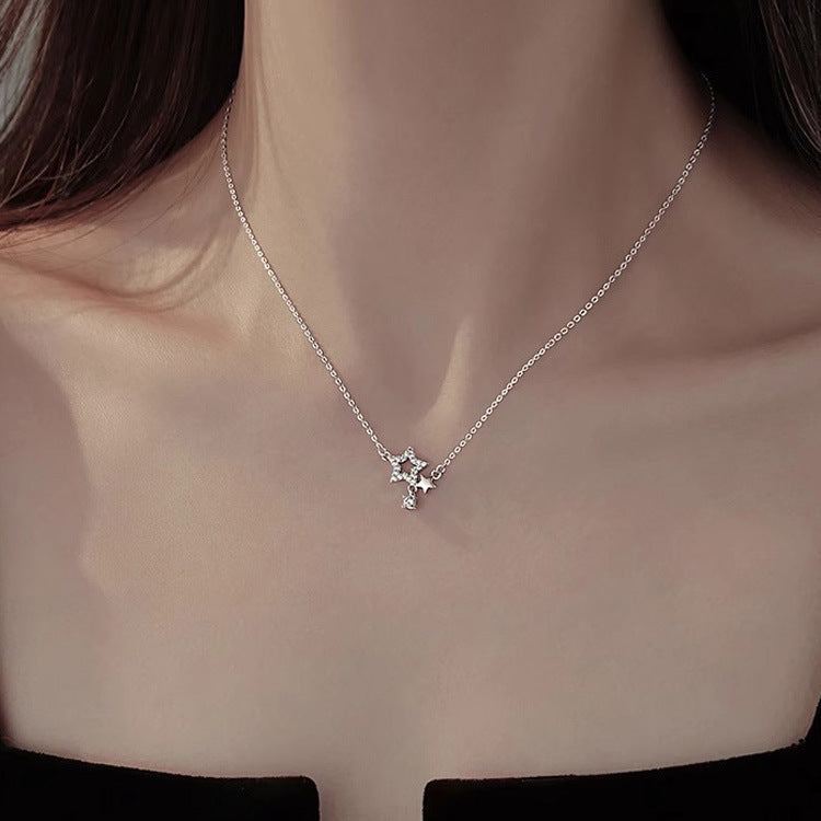 Star and Moon Best Friend Necklace for Women Clavicle Chain