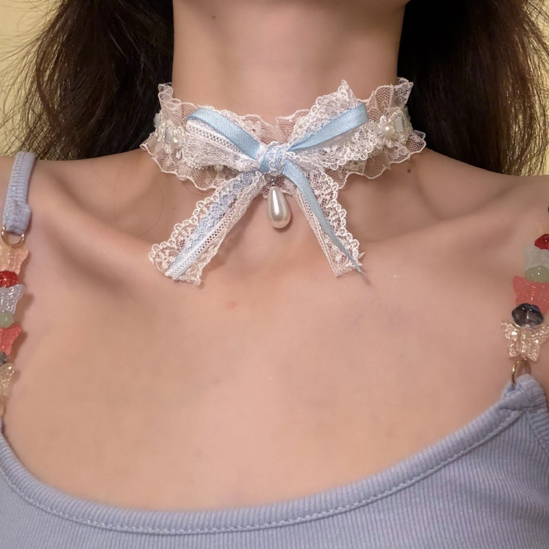 Elegant Bow Choker Necklace for Women Clavicle Chain