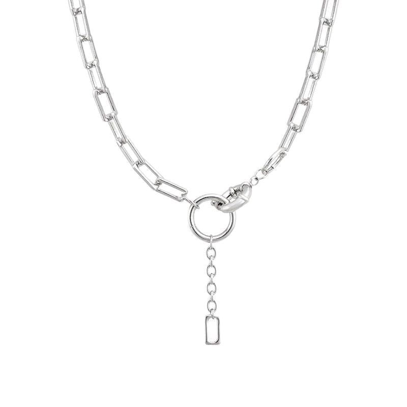 Metal Link Statement Necklace for Women Clavicle Chain