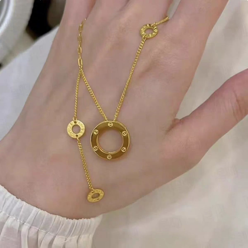 Sand Gold Retro Style Necklace for Women Elegant Clavicle Chain