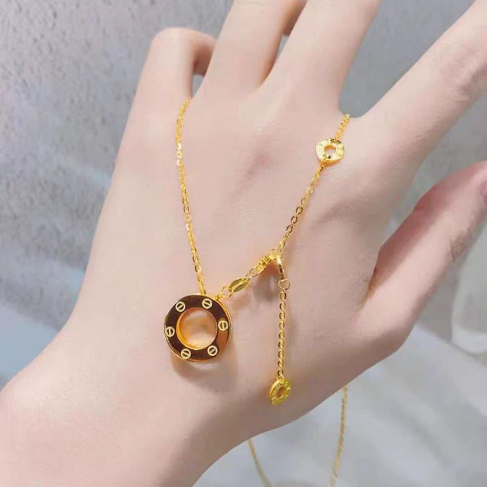Sand Gold Retro Style Necklace for Women Elegant Clavicle Chain