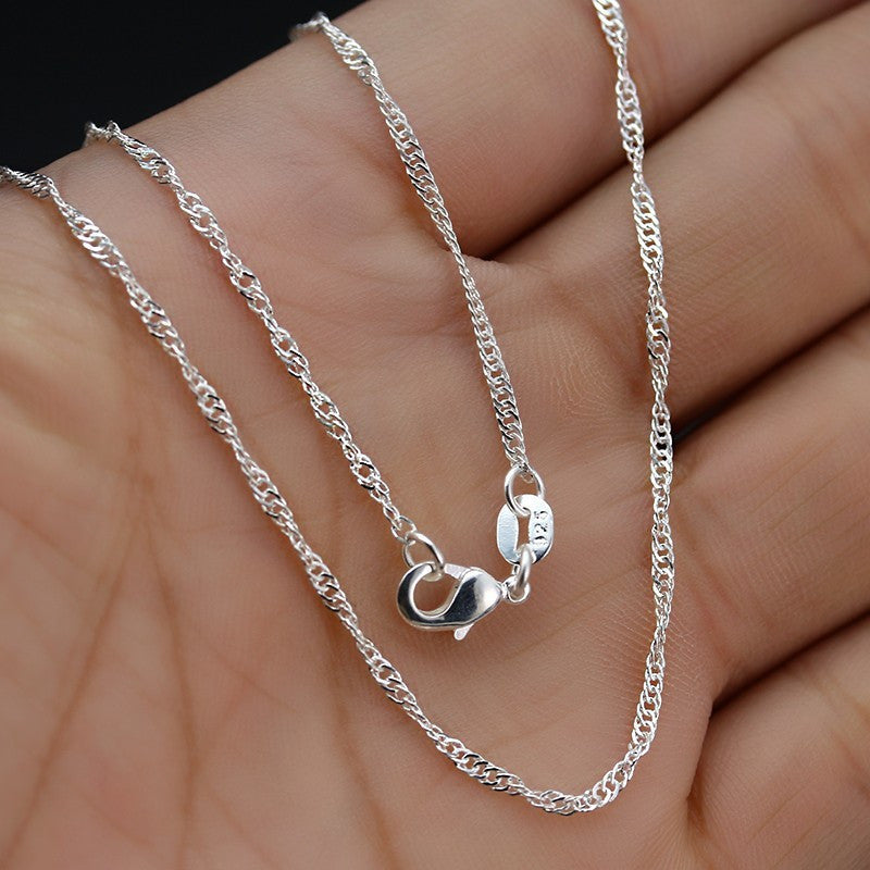 Silver Plated Water Wave Chain Necklace for Women