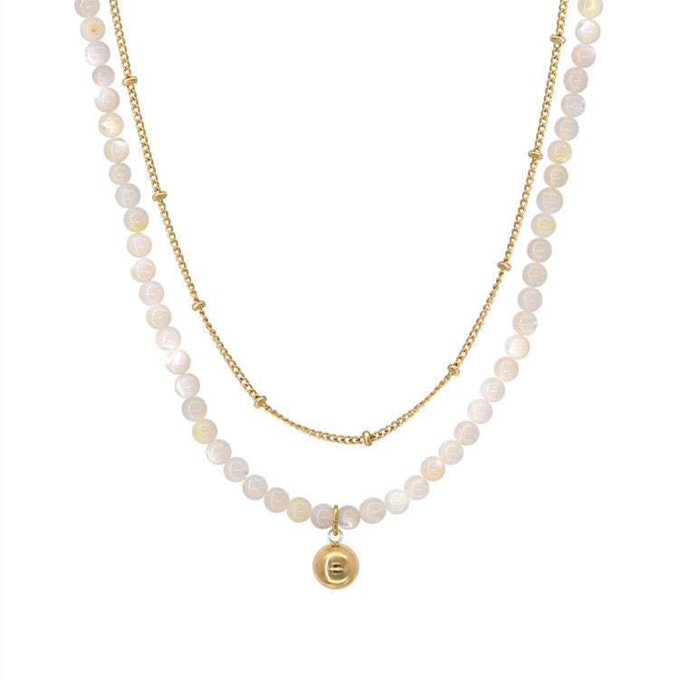 Double Layer Shell Bead Necklace for Women Clavicle Chain