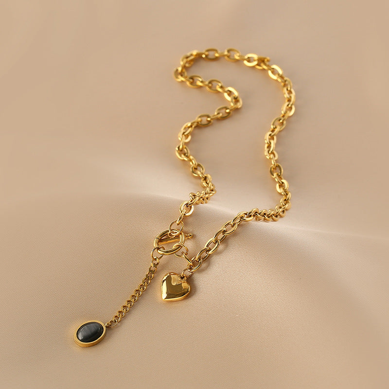 Heart Tassel Pendant Necklace for Women Clavicle Chain